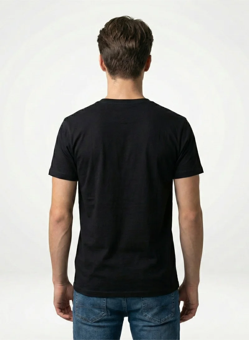 لعب البولو تيشيرت رجالي مطبوع أسود